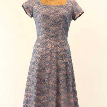 50's Lace Dress • Beaded Pearl • Small