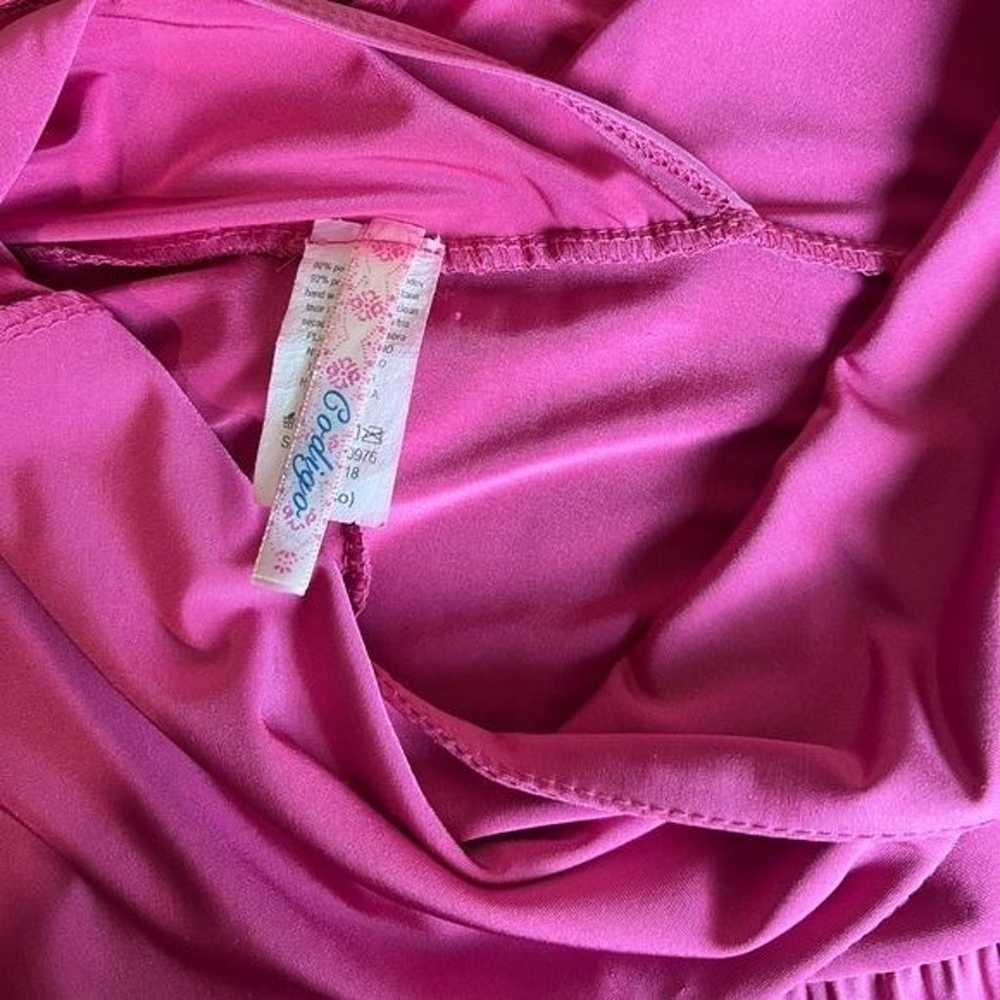 Vintage Pink V-Neck Flowy Stretch Dress Knee Leng… - image 9