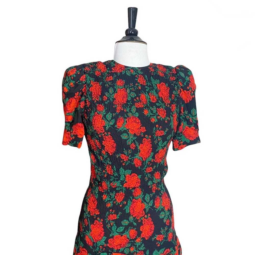 Vintage Rose Floral Maxi Dress Bow 3-4 - image 3