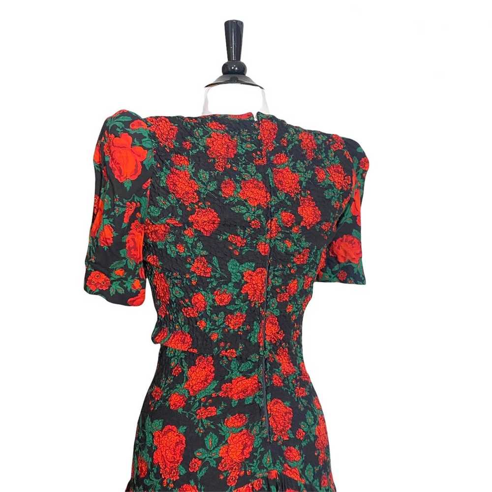 Vintage Rose Floral Maxi Dress Bow 3-4 - image 4