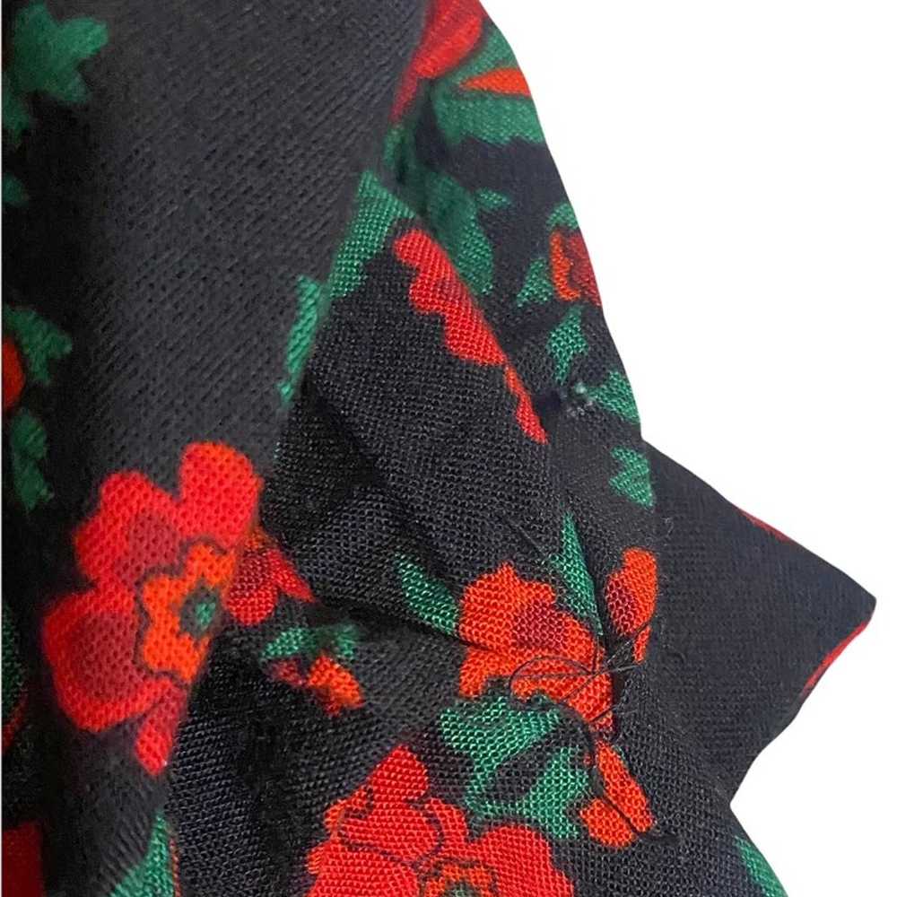 Vintage Rose Floral Maxi Dress Bow 3-4 - image 9