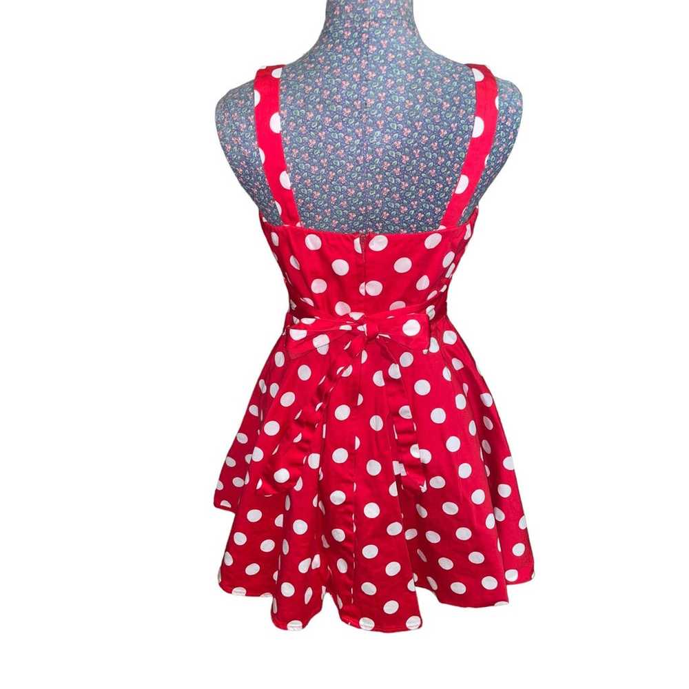 Ixia Red Polka Dot Print Pinup Fit & Flare Tie-Ba… - image 3