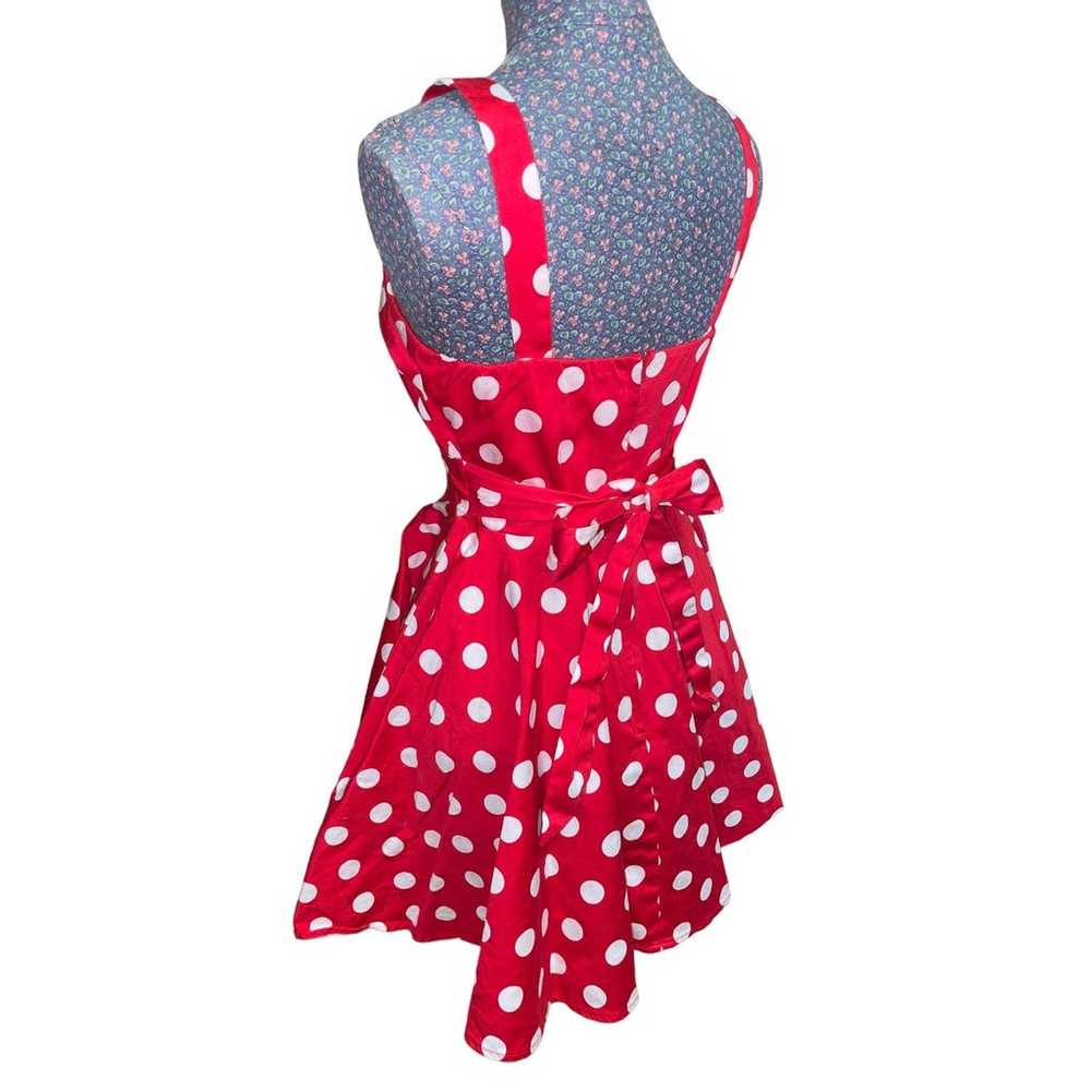 Ixia Red Polka Dot Print Pinup Fit & Flare Tie-Ba… - image 4