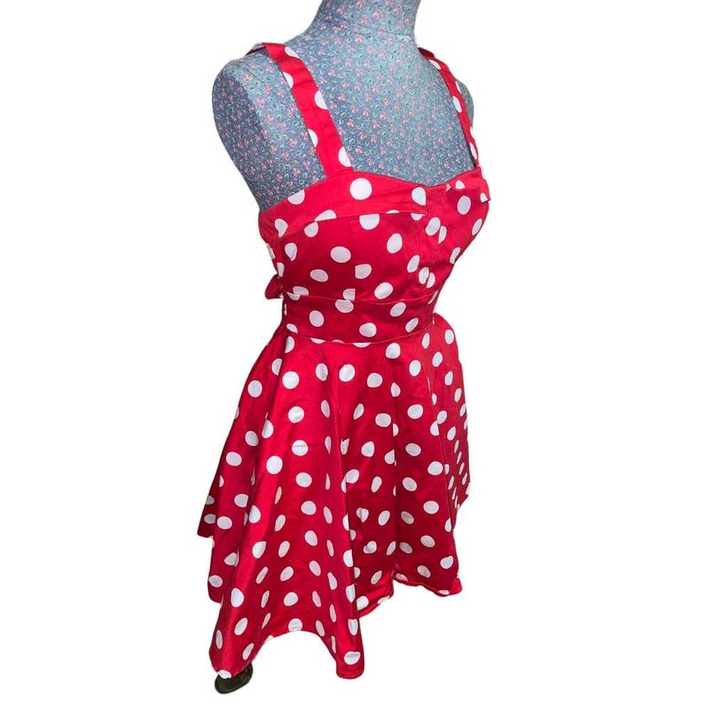 Ixia Red Polka Dot Print Pinup Fit & Flare Tie-Ba… - image 5