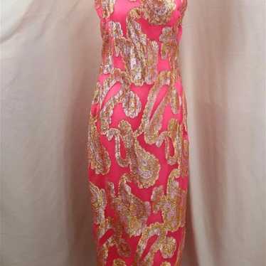 Vintage 1960’s Hot Pink Evening Gown “Tinsel and … - image 1