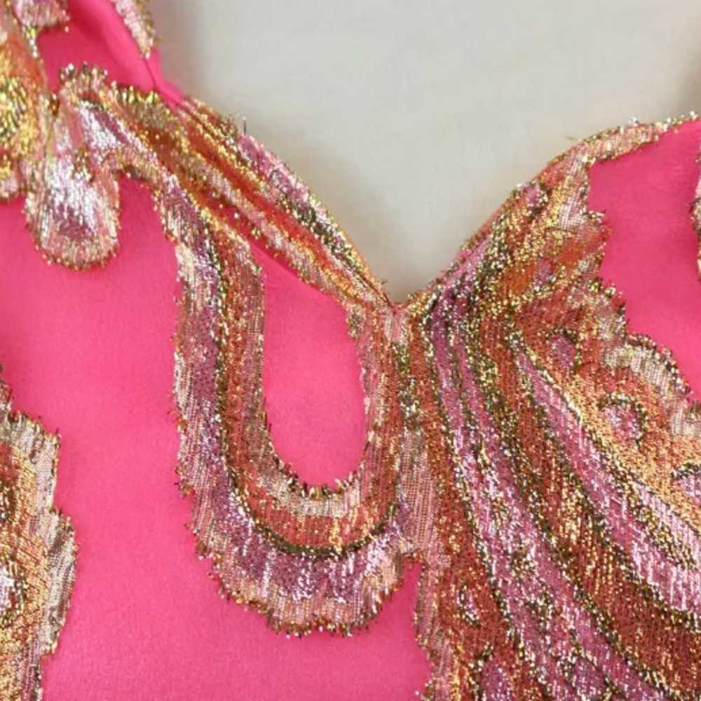 Vintage 1960’s Hot Pink Evening Gown “Tinsel and … - image 2