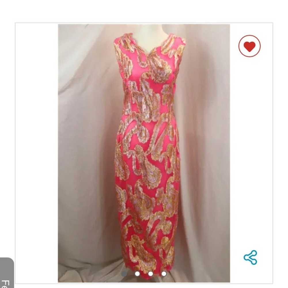 Vintage 1960’s Hot Pink Evening Gown “Tinsel and … - image 5
