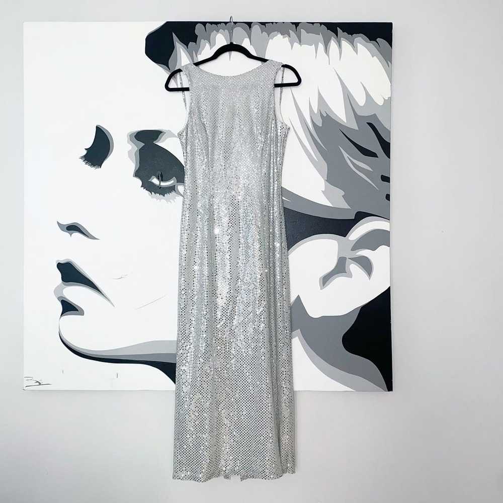 90’s silver backless drape full length dress - image 2