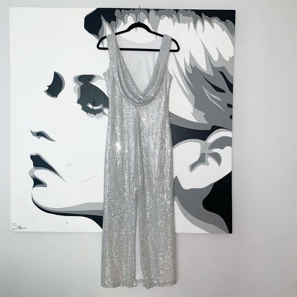 90’s silver backless drape full length dress - image 6