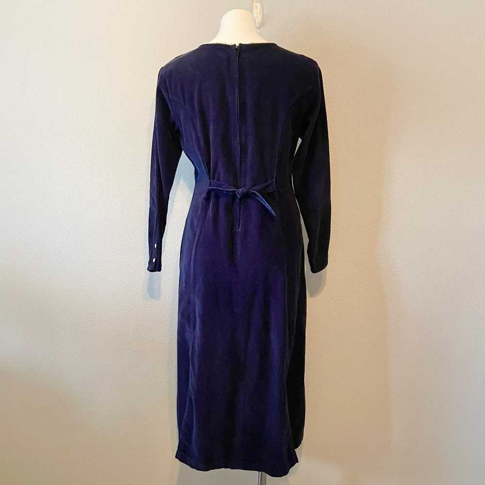 Vintage Blue Corduroy Prairie Style Peasant Dress - image 6