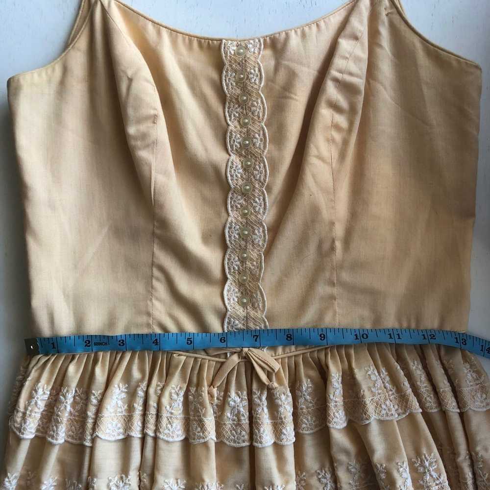Vintage Peach Eyelet Midi Dress - image 7