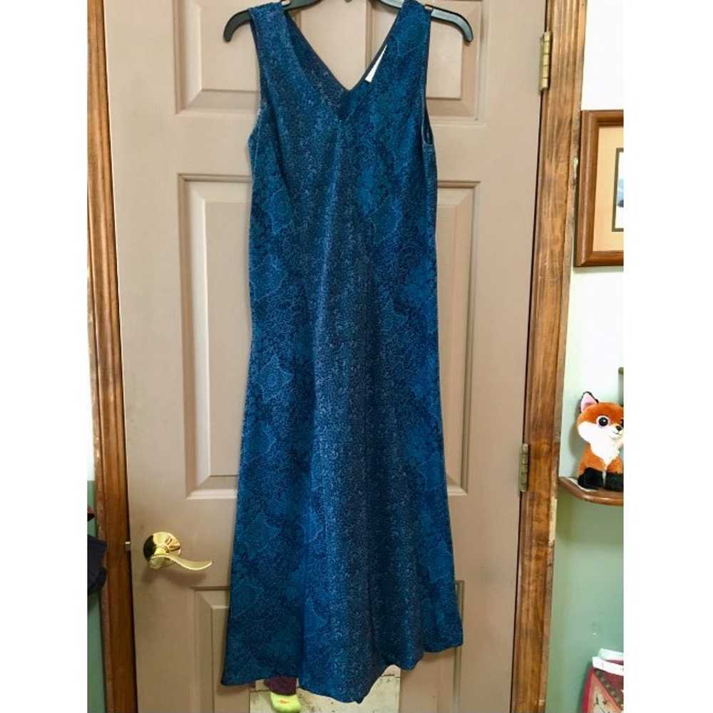 90s Vintage Blue Floral Boho Slip Midi Dress - image 2