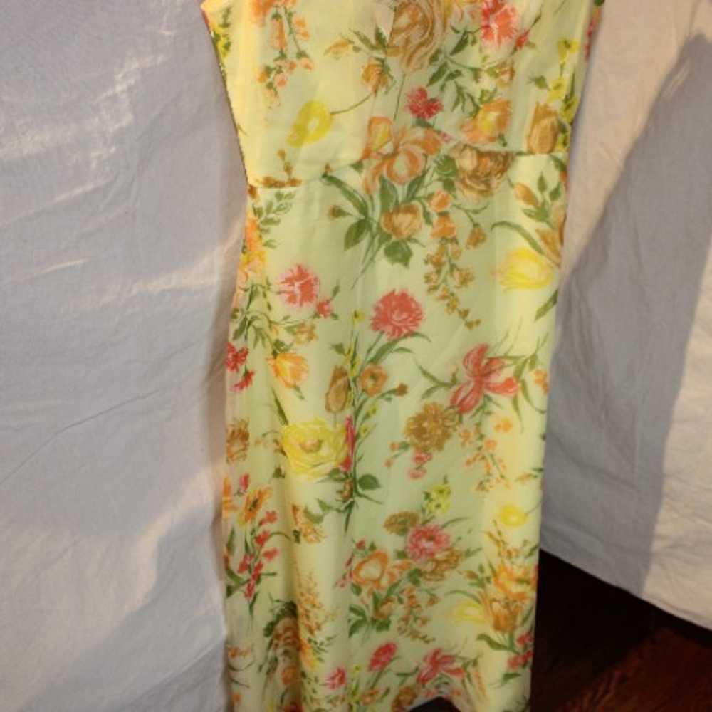 Vintage 70's yellow maxi floral sleeveless dress … - image 2
