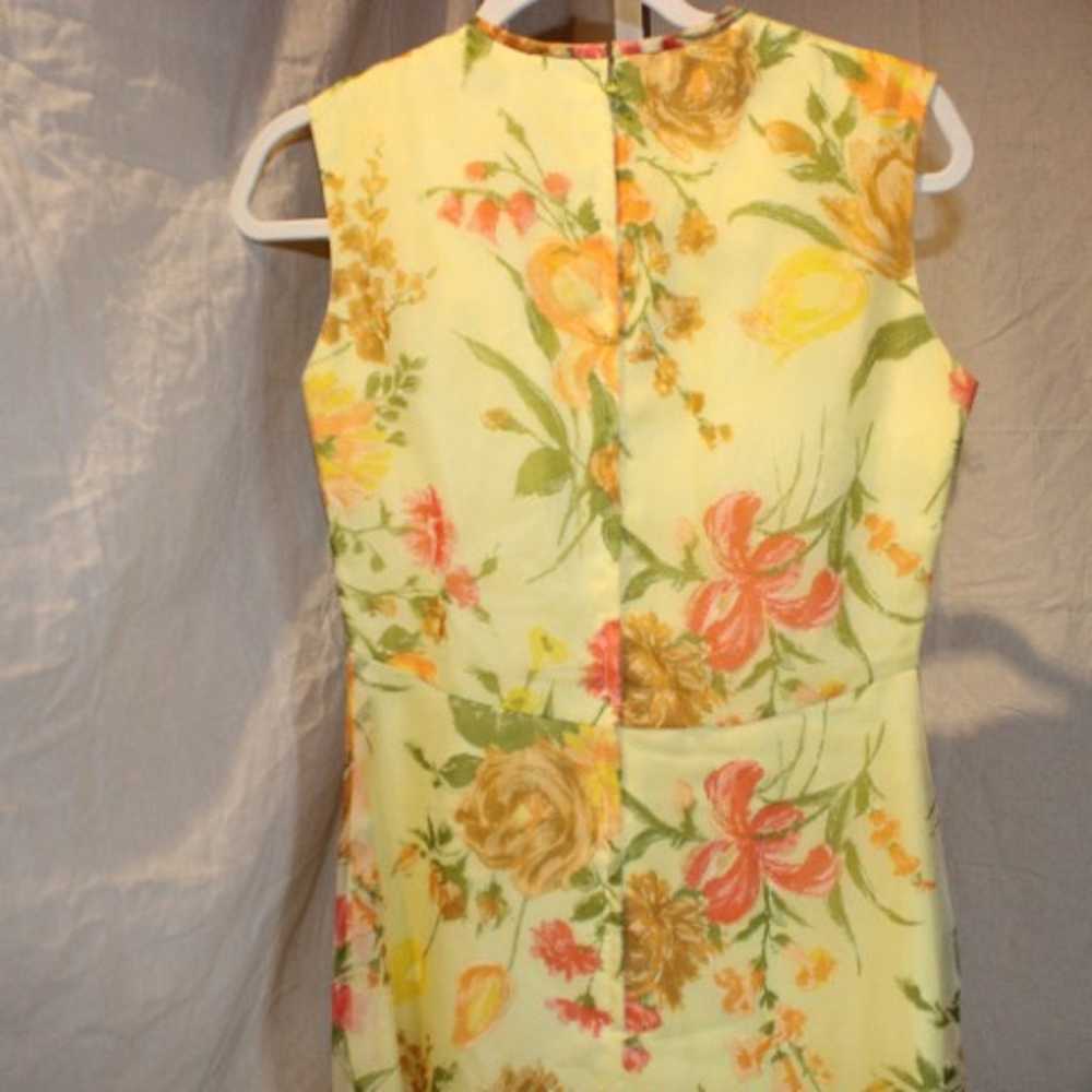 Vintage 70's yellow maxi floral sleeveless dress … - image 5