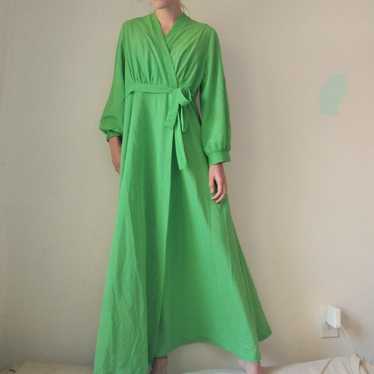 1970's Neon Lime Green Wrap Maxi Dress - image 1