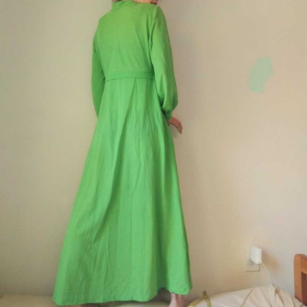1970's Neon Lime Green Wrap Maxi Dress - image 2