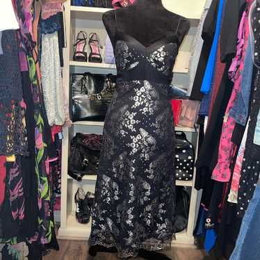 VTG Betsey Johnson Metallic Floral Dress - image 1