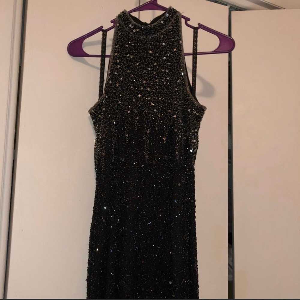 VINTAGE Sténay Black Beaded Sequence Fitted Dress - image 2