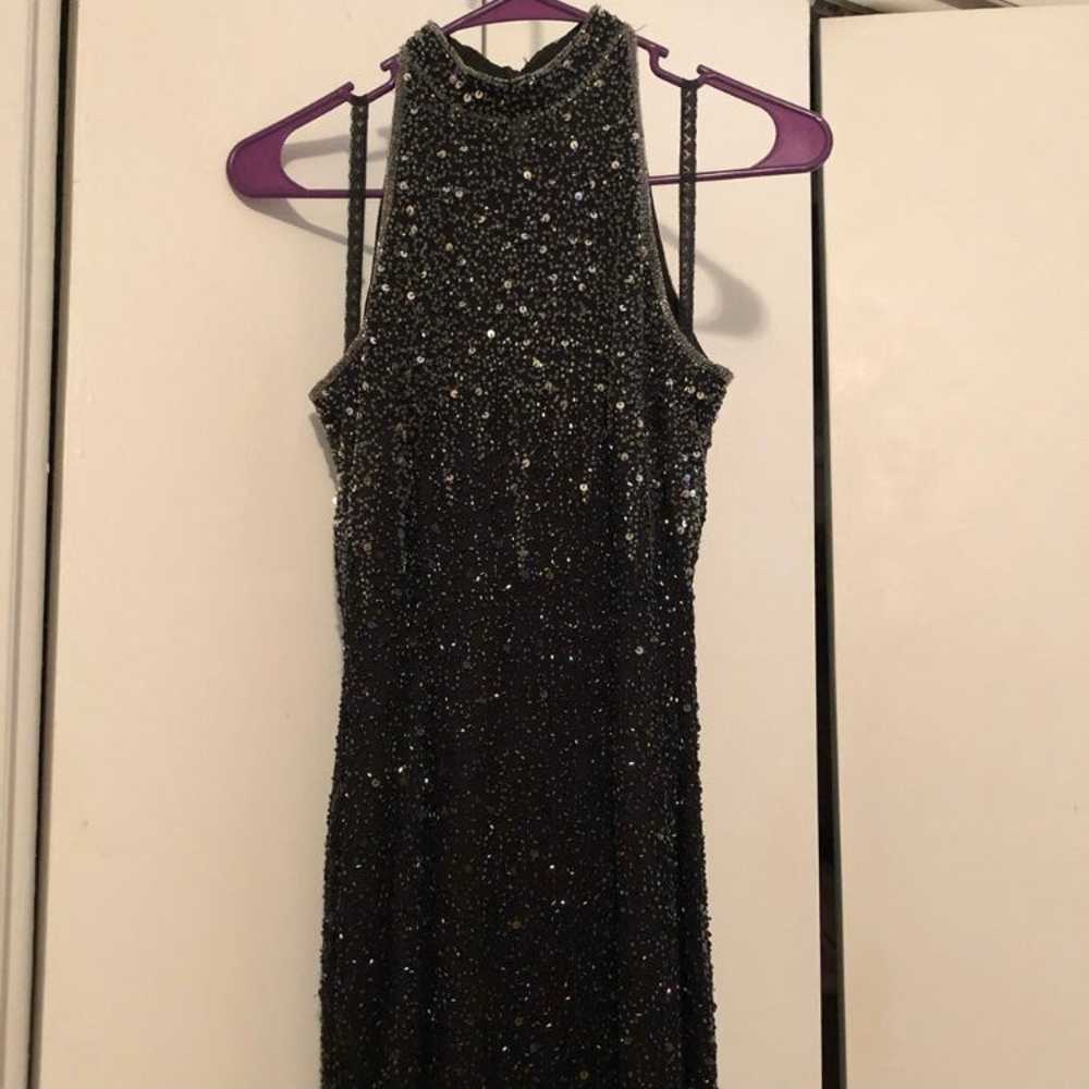 VINTAGE Sténay Black Beaded Sequence Fitted Dress - image 3