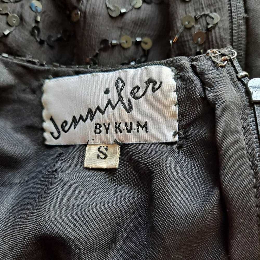Vtg Jennifer KVM Fully Beaded Sequined Silk Dress - image 3