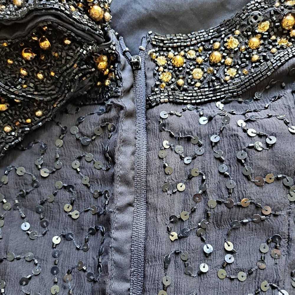 Vtg Jennifer KVM Fully Beaded Sequined Silk Dress - image 8