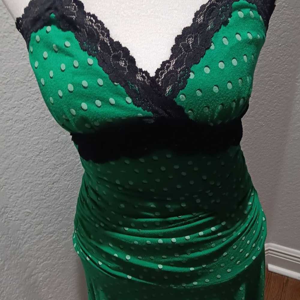 Betsey Johnson Vintage Green Polka Dot Midi Dress - image 1