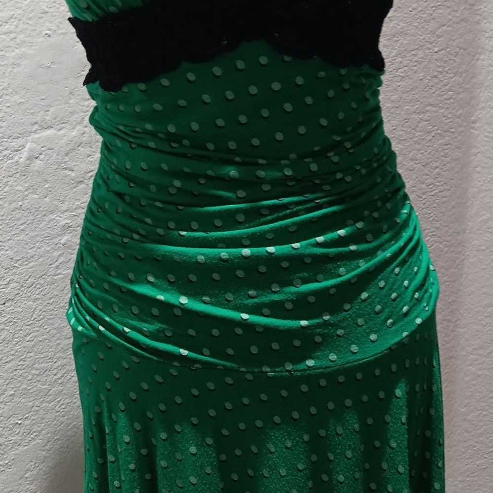 Betsey Johnson Vintage Green Polka Dot Midi Dress - image 4
