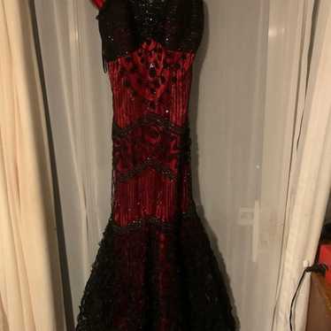 Vintage Eureka prom Halloween red black dress XS-s - image 1
