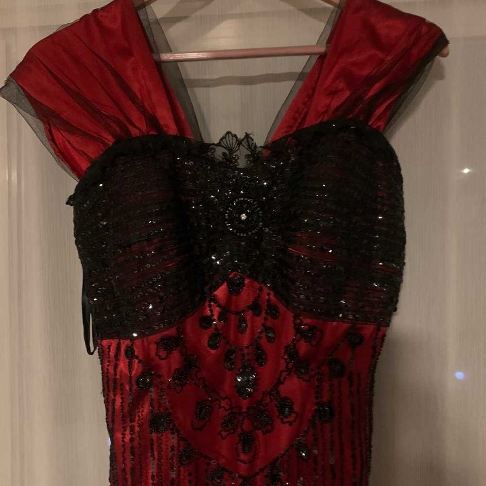 Vintage Eureka prom Halloween red black dress XS-s - image 2