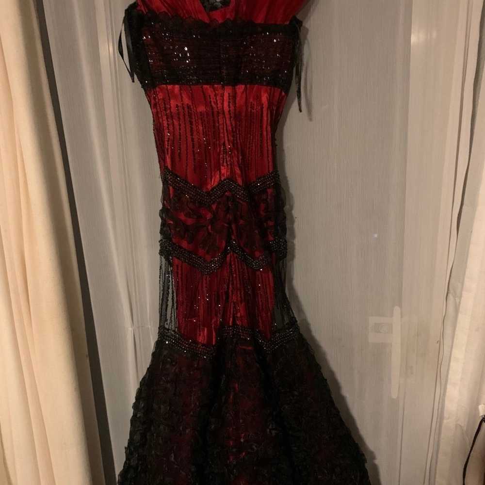 Vintage Eureka prom Halloween red black dress XS-s - image 4