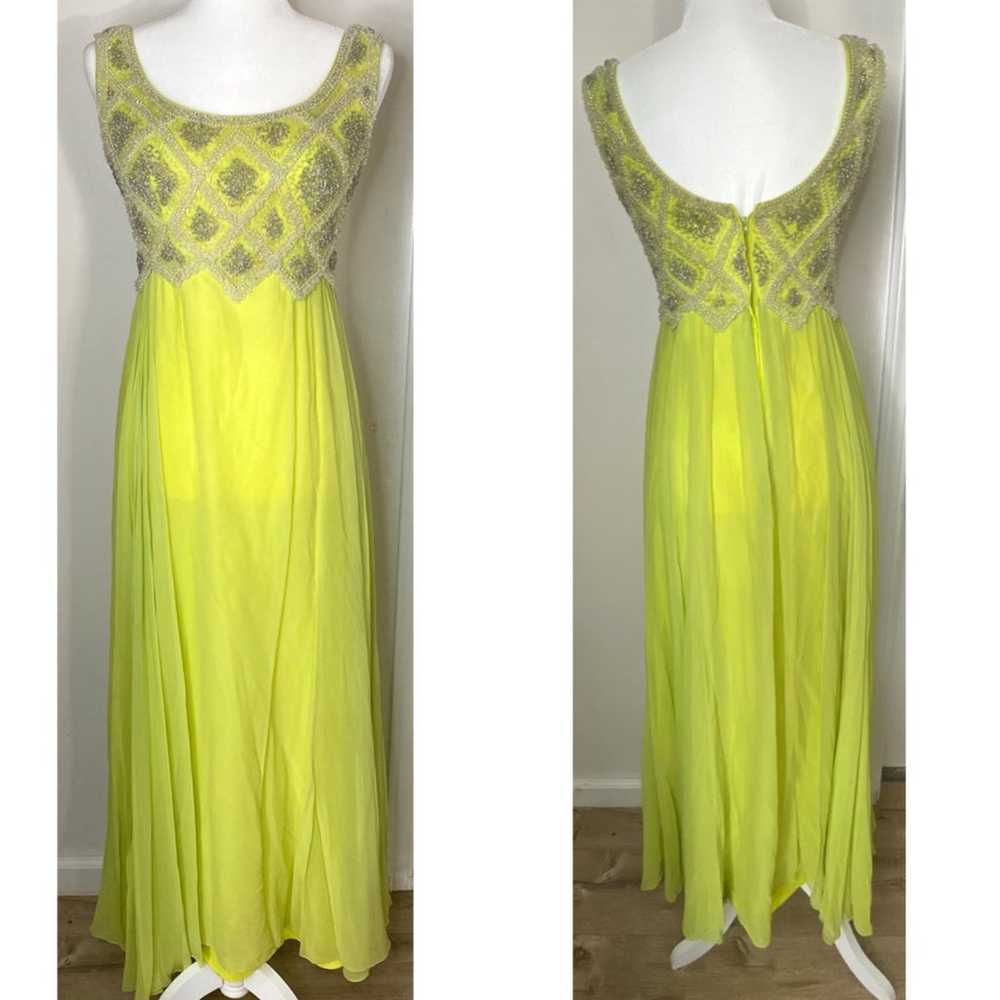 Vintage Bright Yellow Lime Green Beaded - image 1