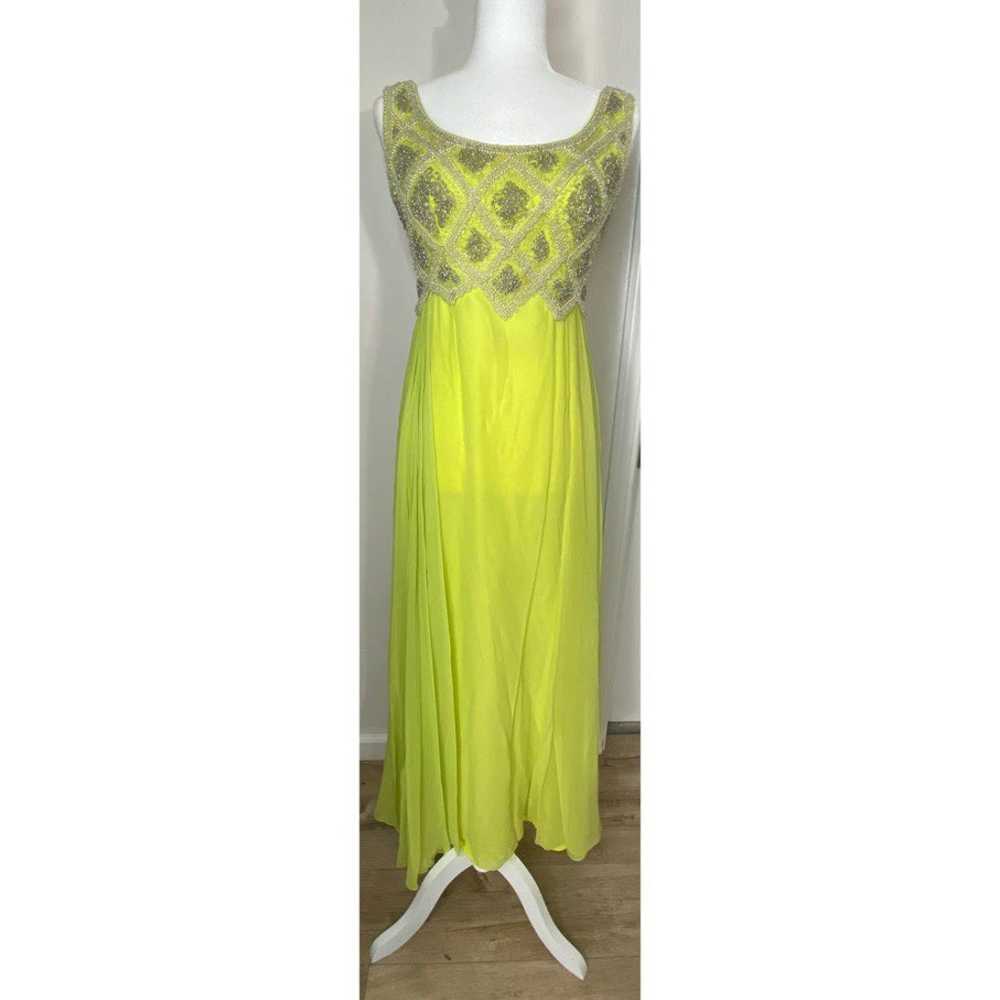 Vintage Bright Yellow Lime Green Beaded - image 3
