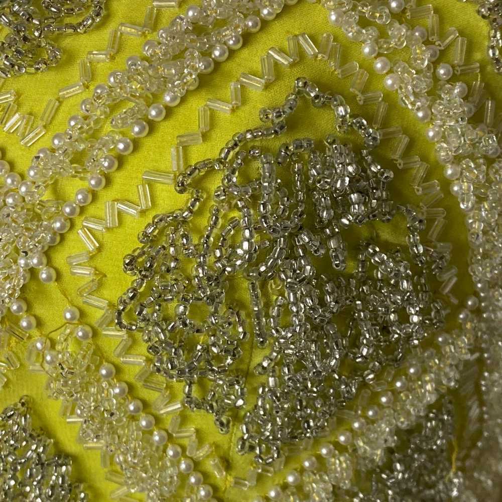 Vintage Bright Yellow Lime Green Beaded - image 5