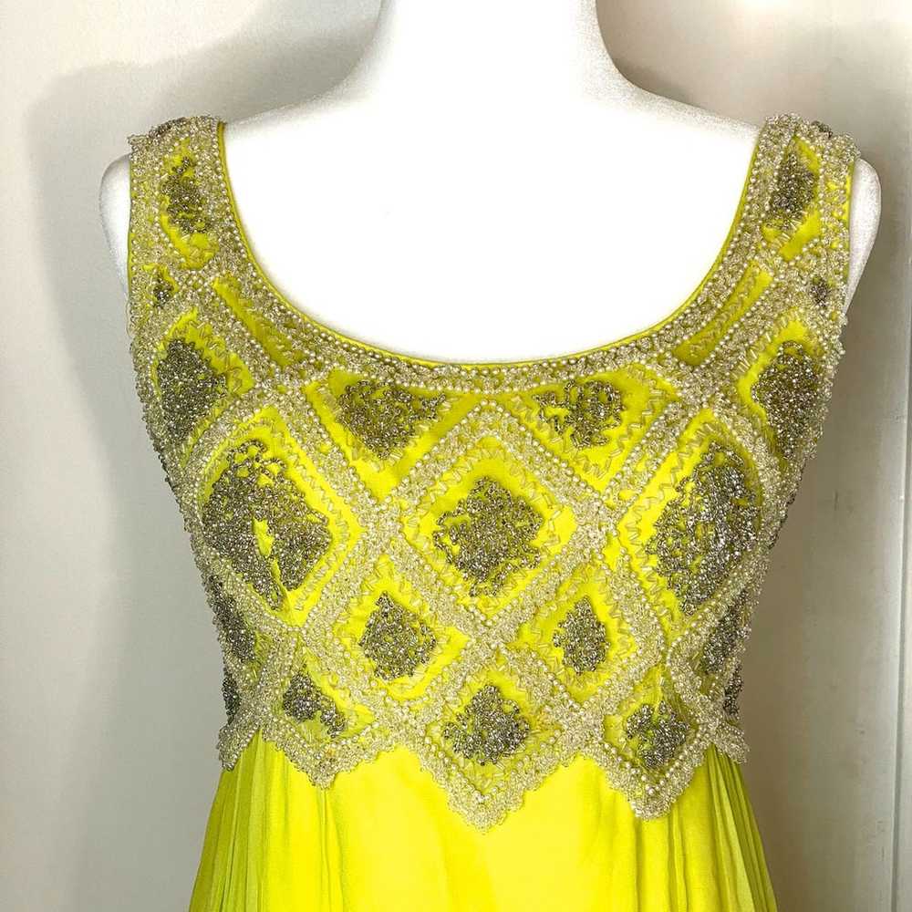 Vintage Bright Yellow Lime Green Beaded - image 7