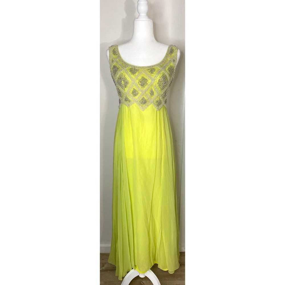 Vintage Bright Yellow Lime Green Beaded - image 8