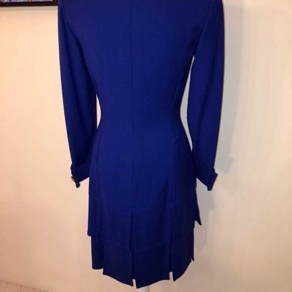Bill Blass Vintage Blue Wool Crepe Dress Lined Ba… - image 12