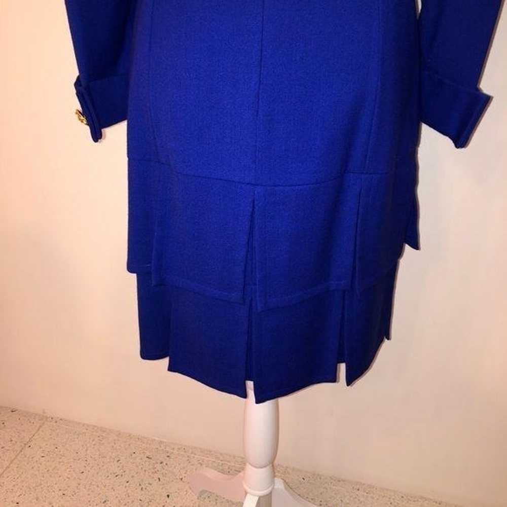 Bill Blass Vintage Blue Wool Crepe Dress Lined Ba… - image 4