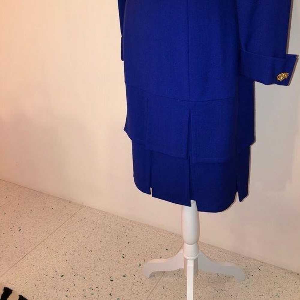 Bill Blass Vintage Blue Wool Crepe Dress Lined Ba… - image 6