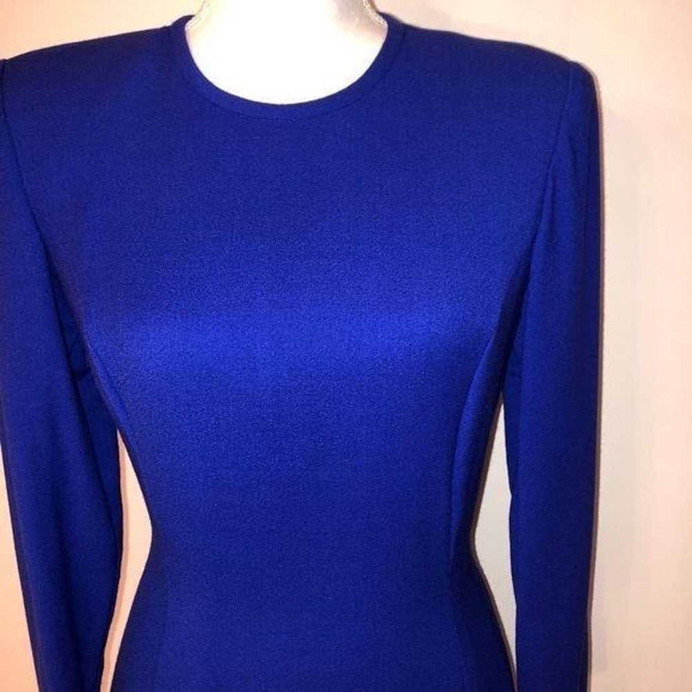 Bill Blass Vintage Blue Wool Crepe Dress Lined Ba… - image 7