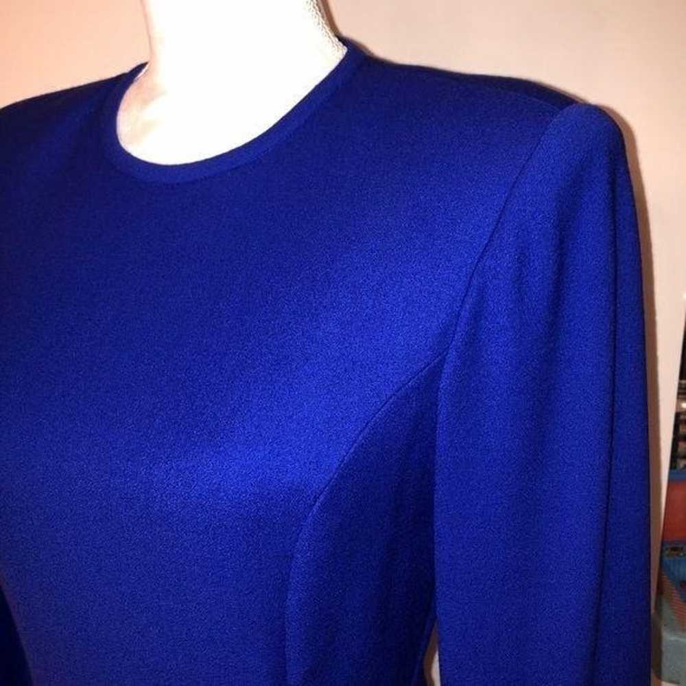 Bill Blass Vintage Blue Wool Crepe Dress Lined Ba… - image 8
