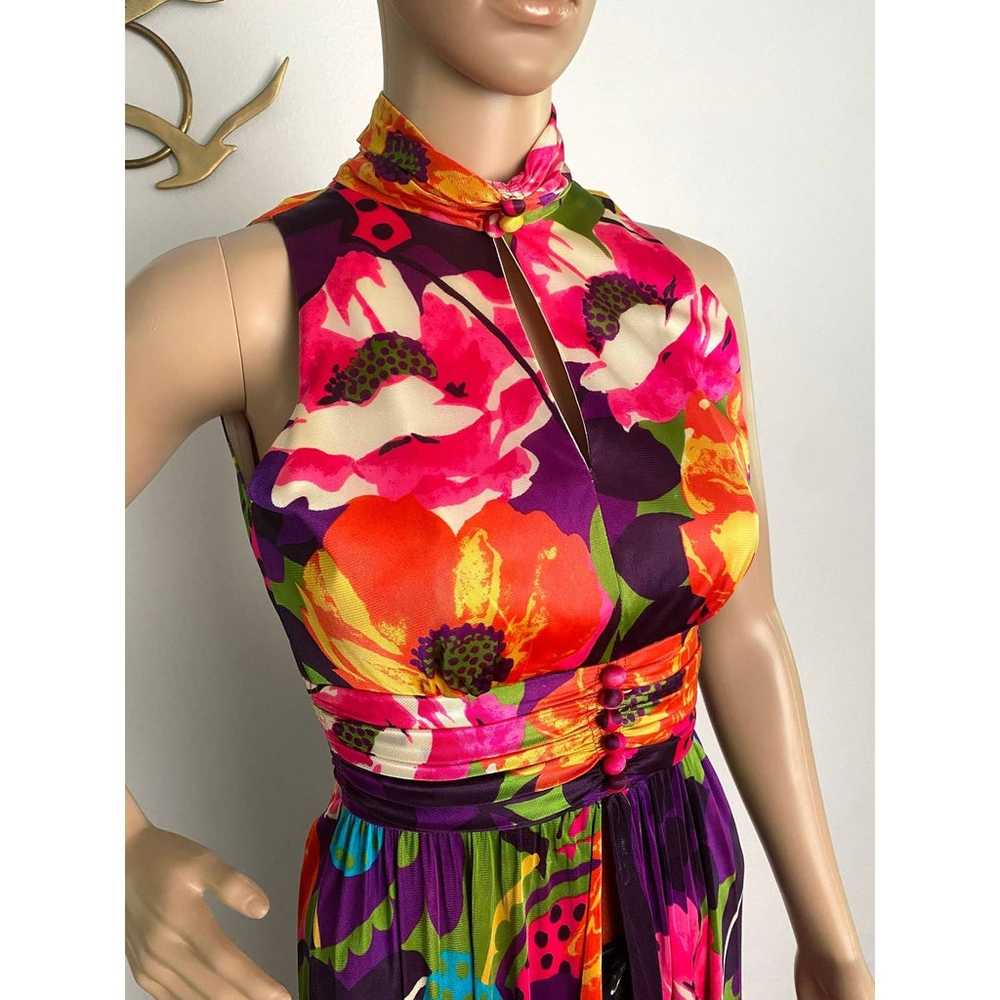 Vintage 1970's Overdress in Flower Power Print wi… - image 3