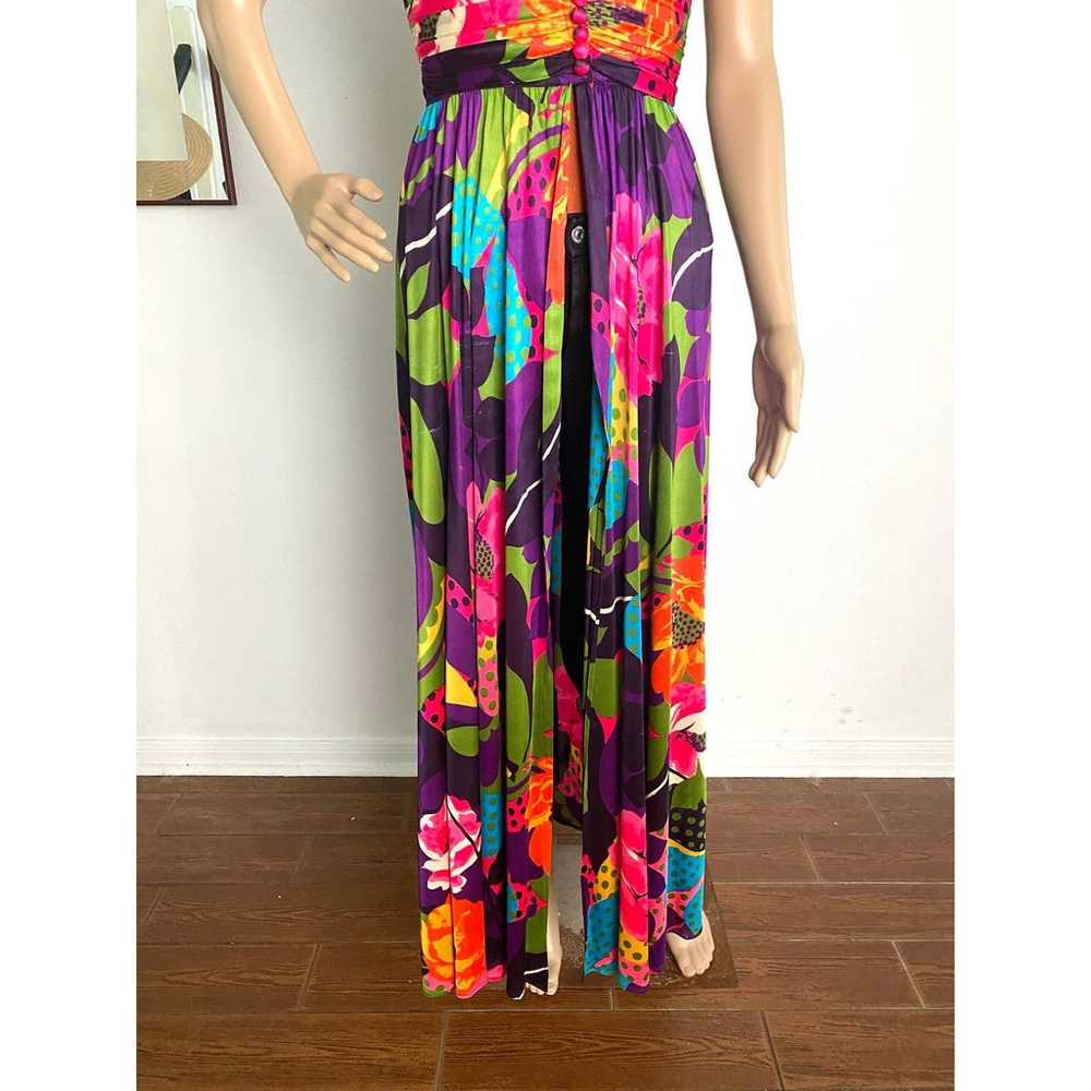 Vintage 1970's Overdress in Flower Power Print wi… - image 4