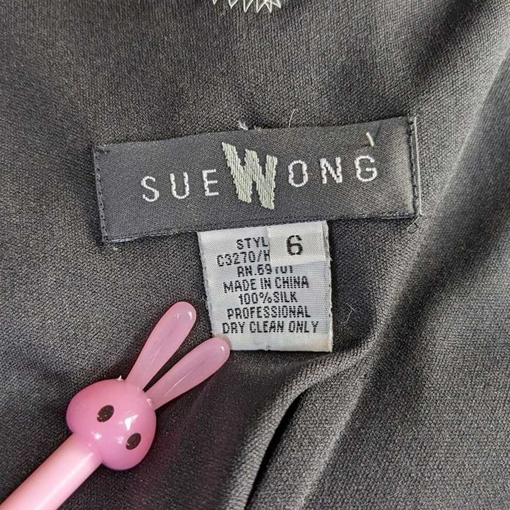 Vintage 90s y2k Sue Wong Silk Midi Dress Silver B… - image 12