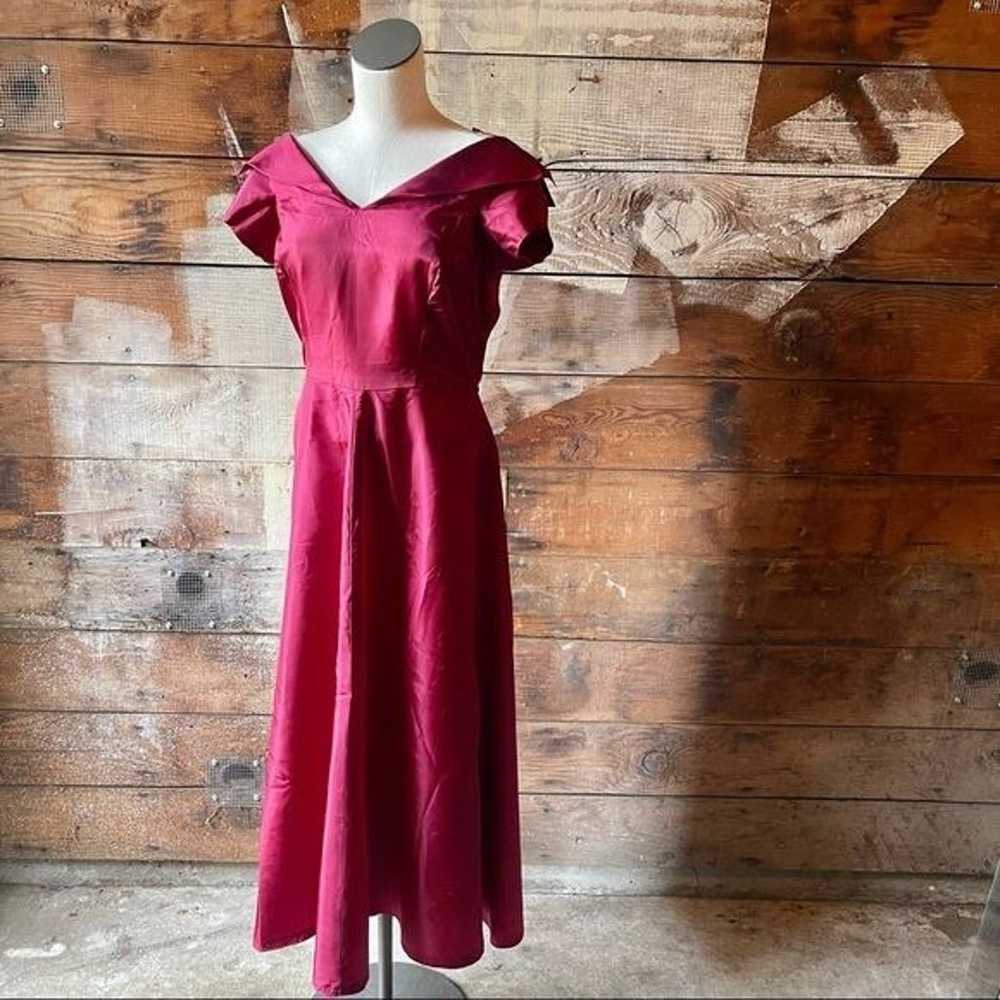 30’s 40’s Handmade Taffeta Burgundy Vintage Dress - image 1
