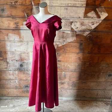 30’s 40’s Handmade Taffeta Burgundy Vintage Dress