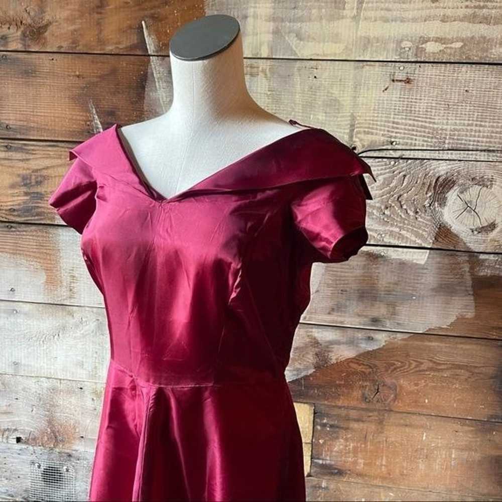 30’s 40’s Handmade Taffeta Burgundy Vintage Dress - image 2