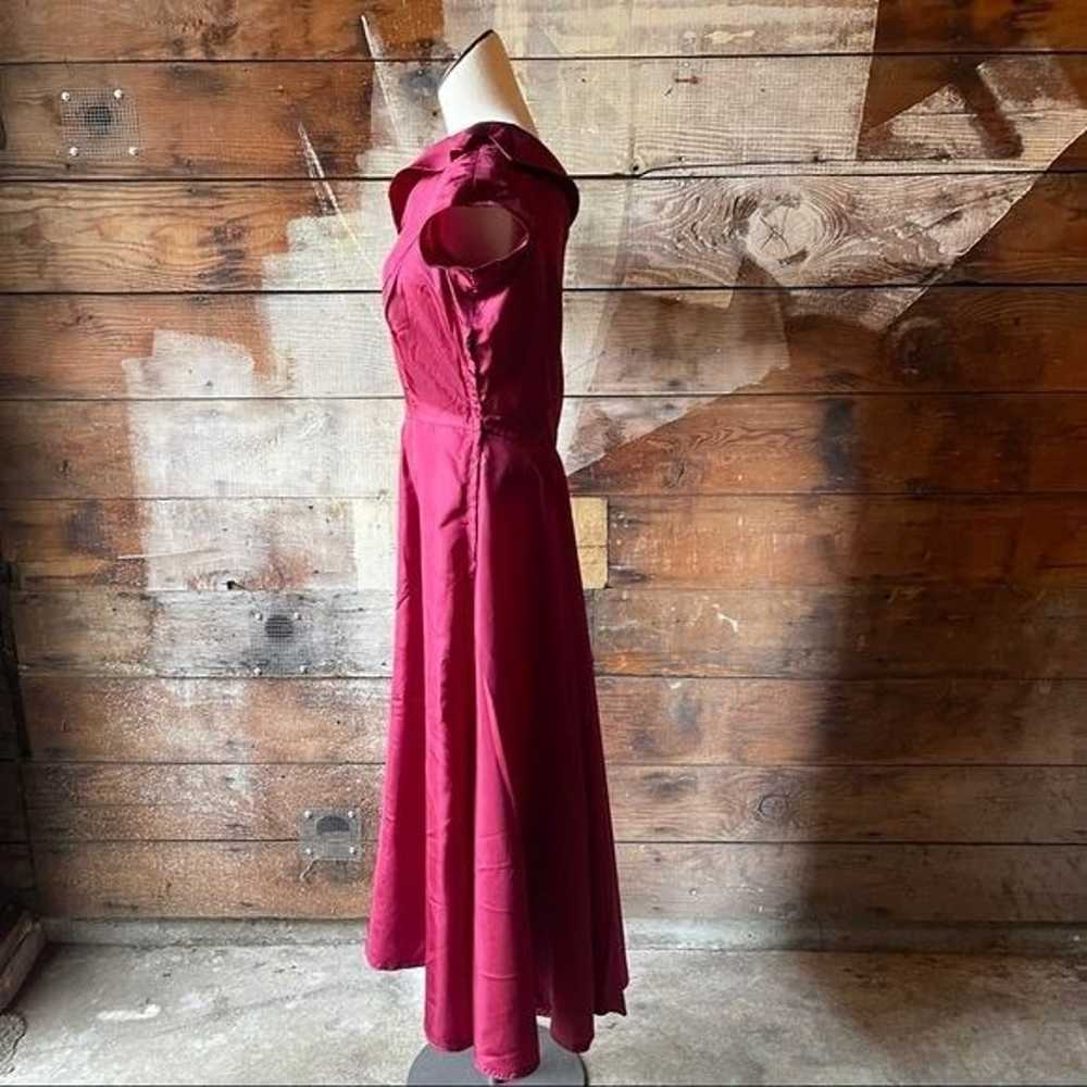 30’s 40’s Handmade Taffeta Burgundy Vintage Dress - image 3