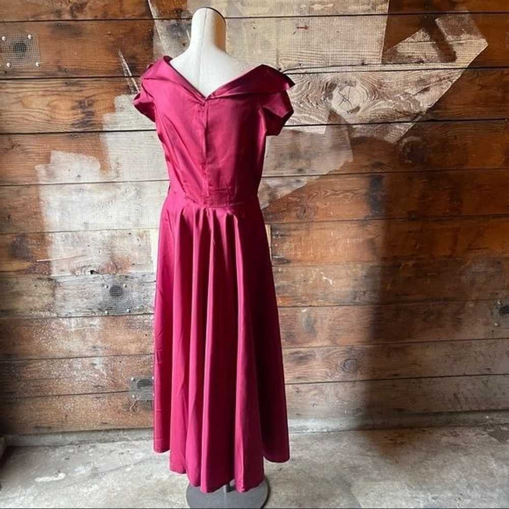 30’s 40’s Handmade Taffeta Burgundy Vintage Dress - image 5