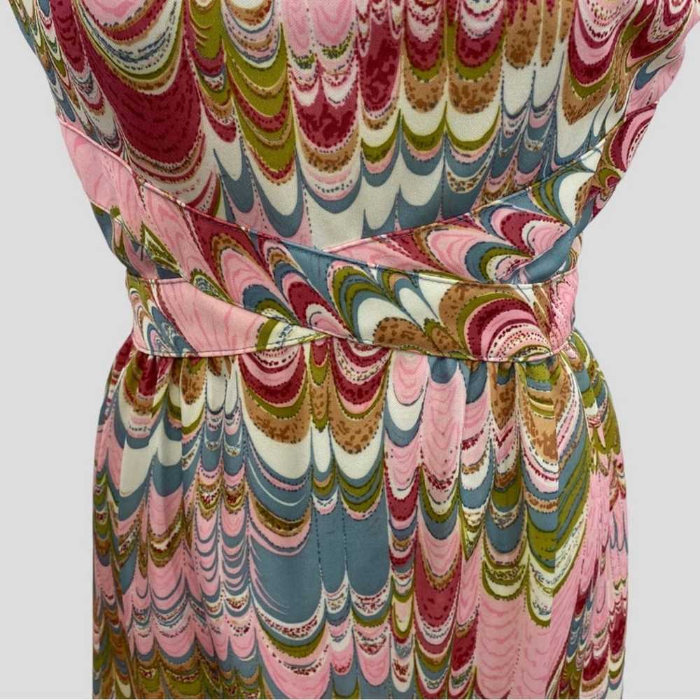 Vintage 60s 70s Leslie Fay Pink Psychedelic Swirl… - image 3