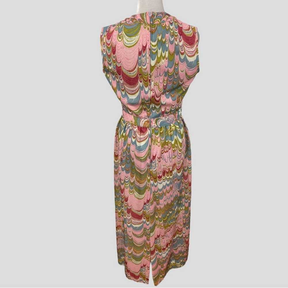 Vintage 60s 70s Leslie Fay Pink Psychedelic Swirl… - image 4
